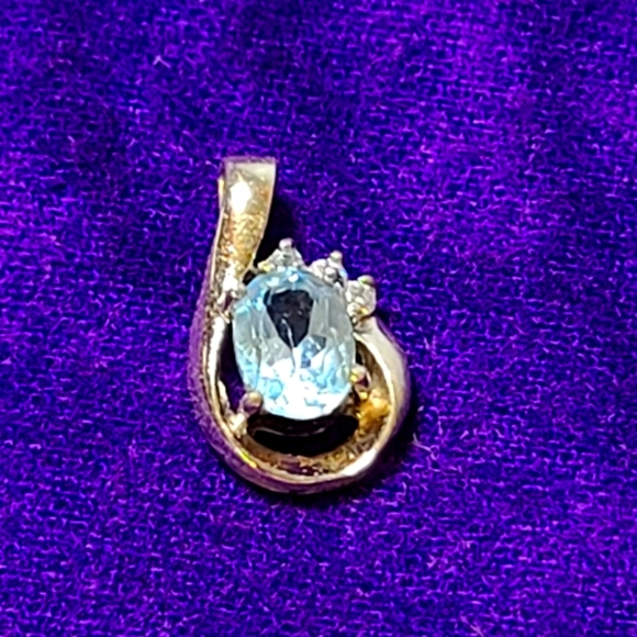 Blue Aquamarine Silver Pendant HAN 925 ITALY - Picture 2 of 3